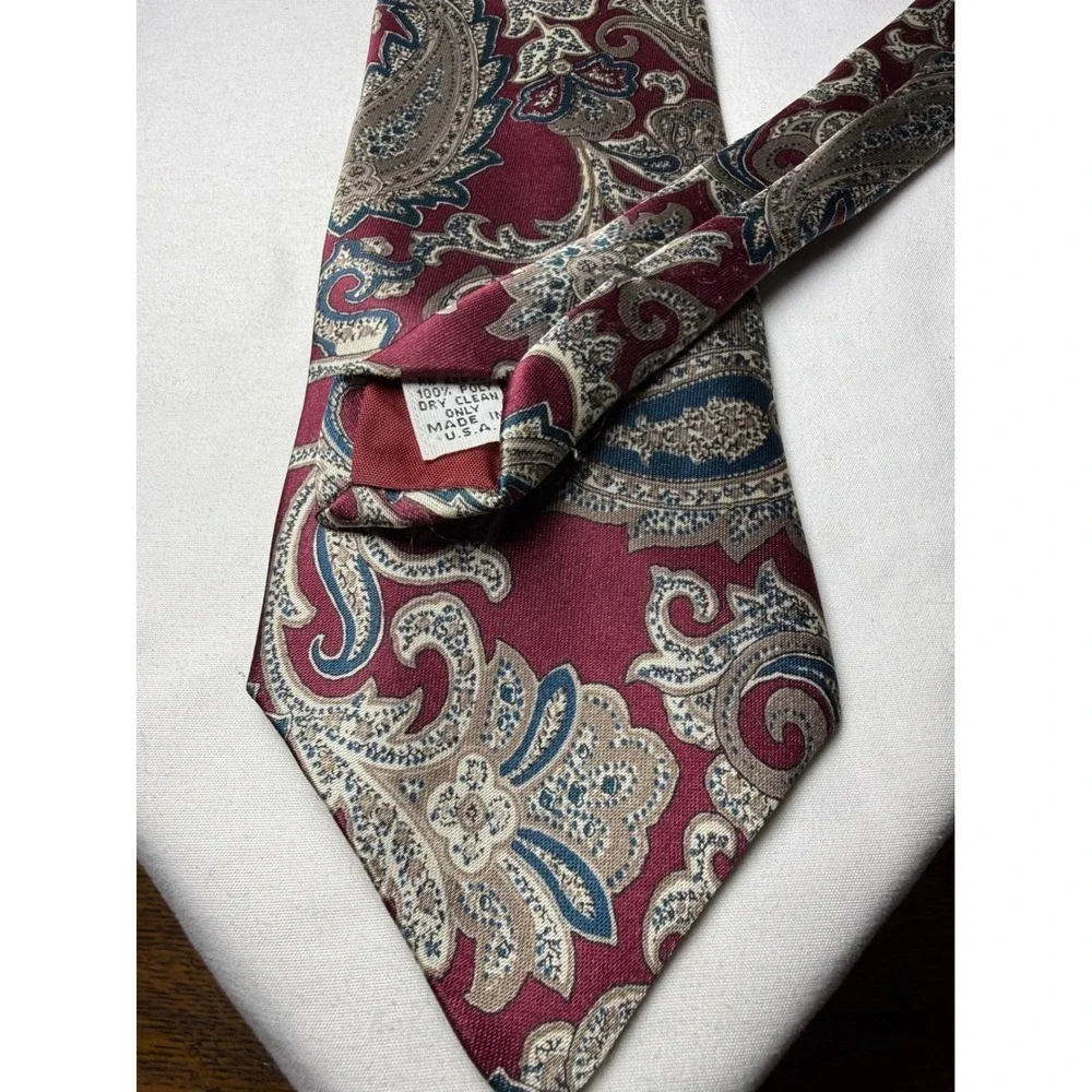 615 Collection Paisley Silk Blend Necktie Burgundy Blue‎ Beige Men's Formal